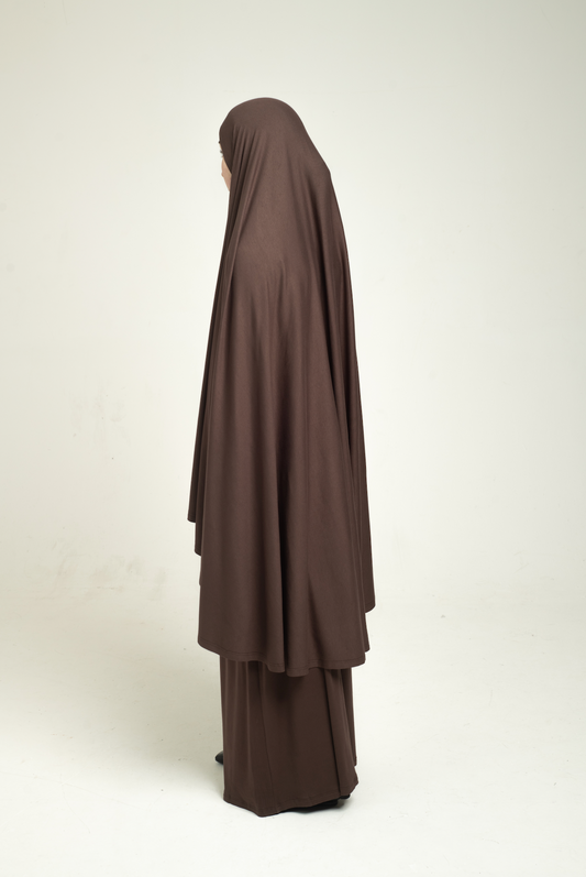 Knit Khimar Set - Chocolate