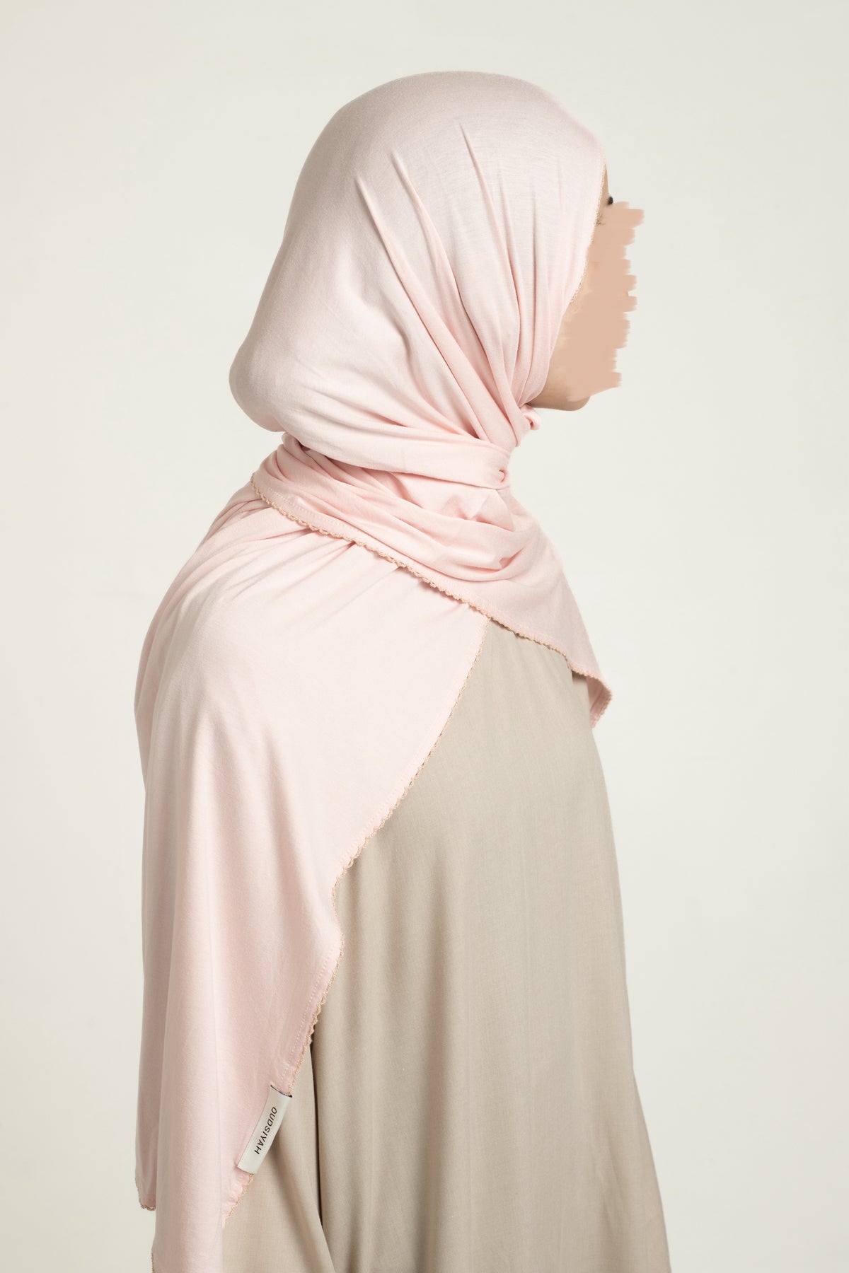 Soft blush lace trim hijab