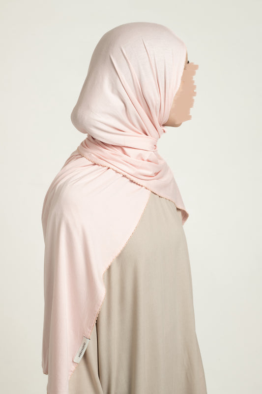 Soft blush lace trim hijab
