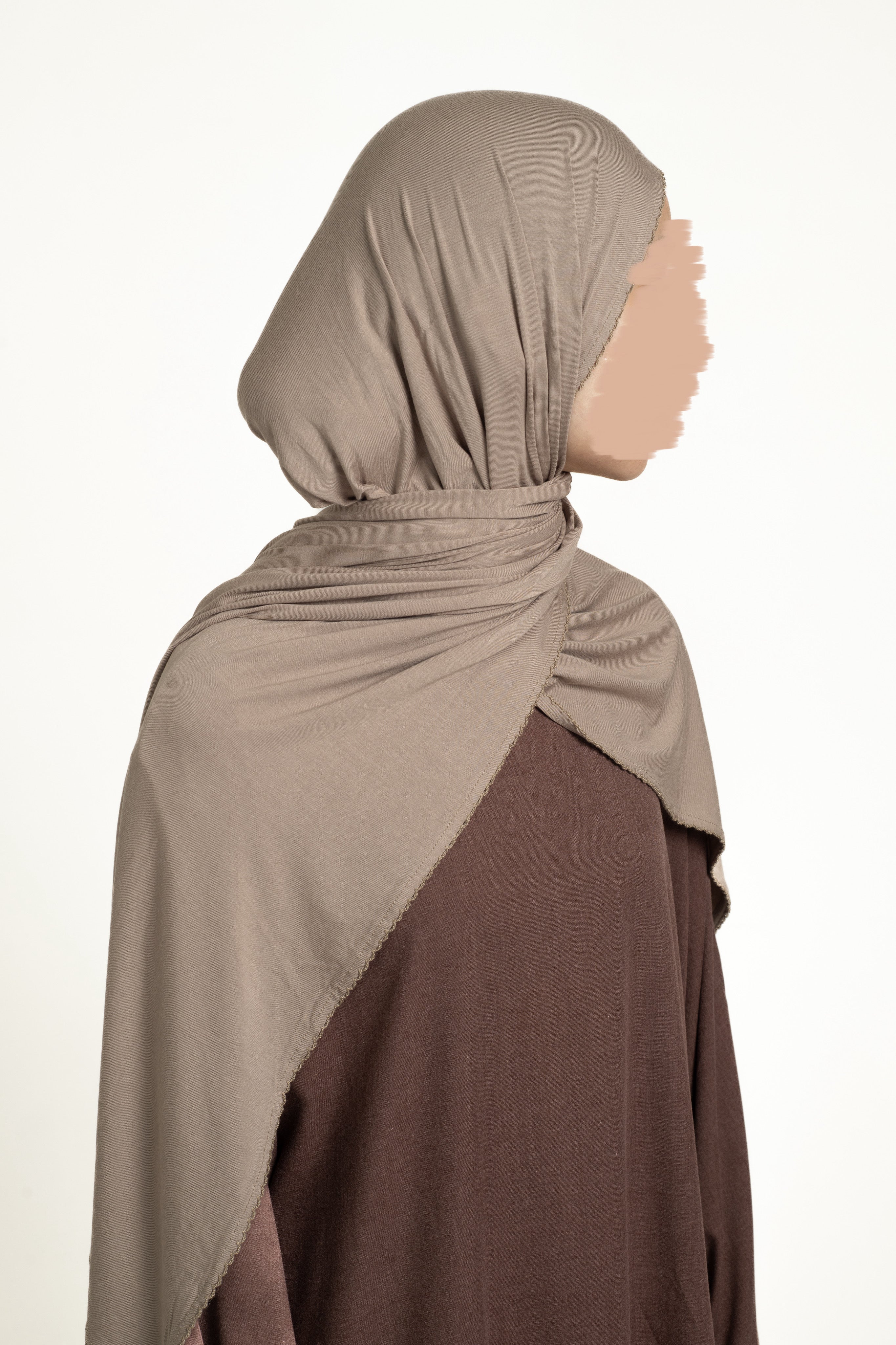 Light mocha lace trim hijab