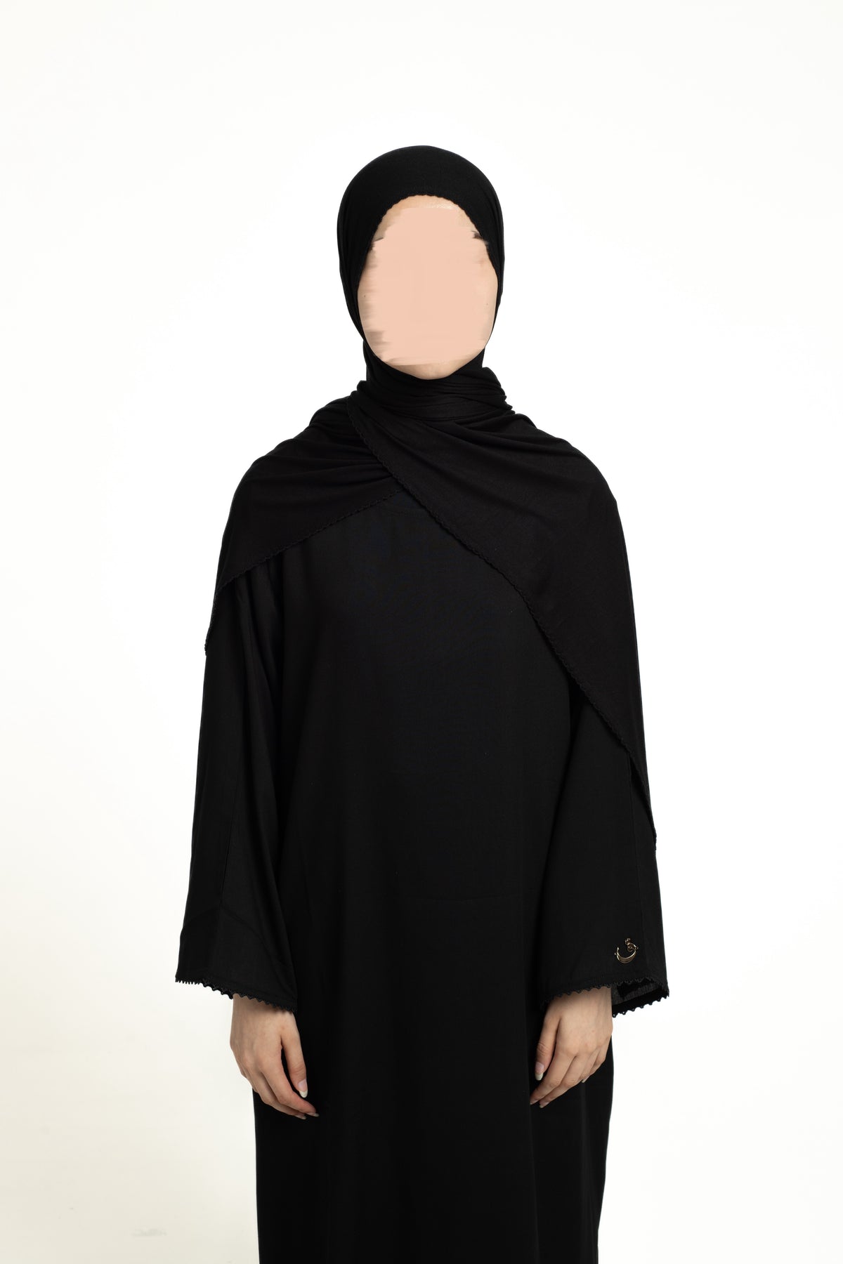 Black lace trim hijab