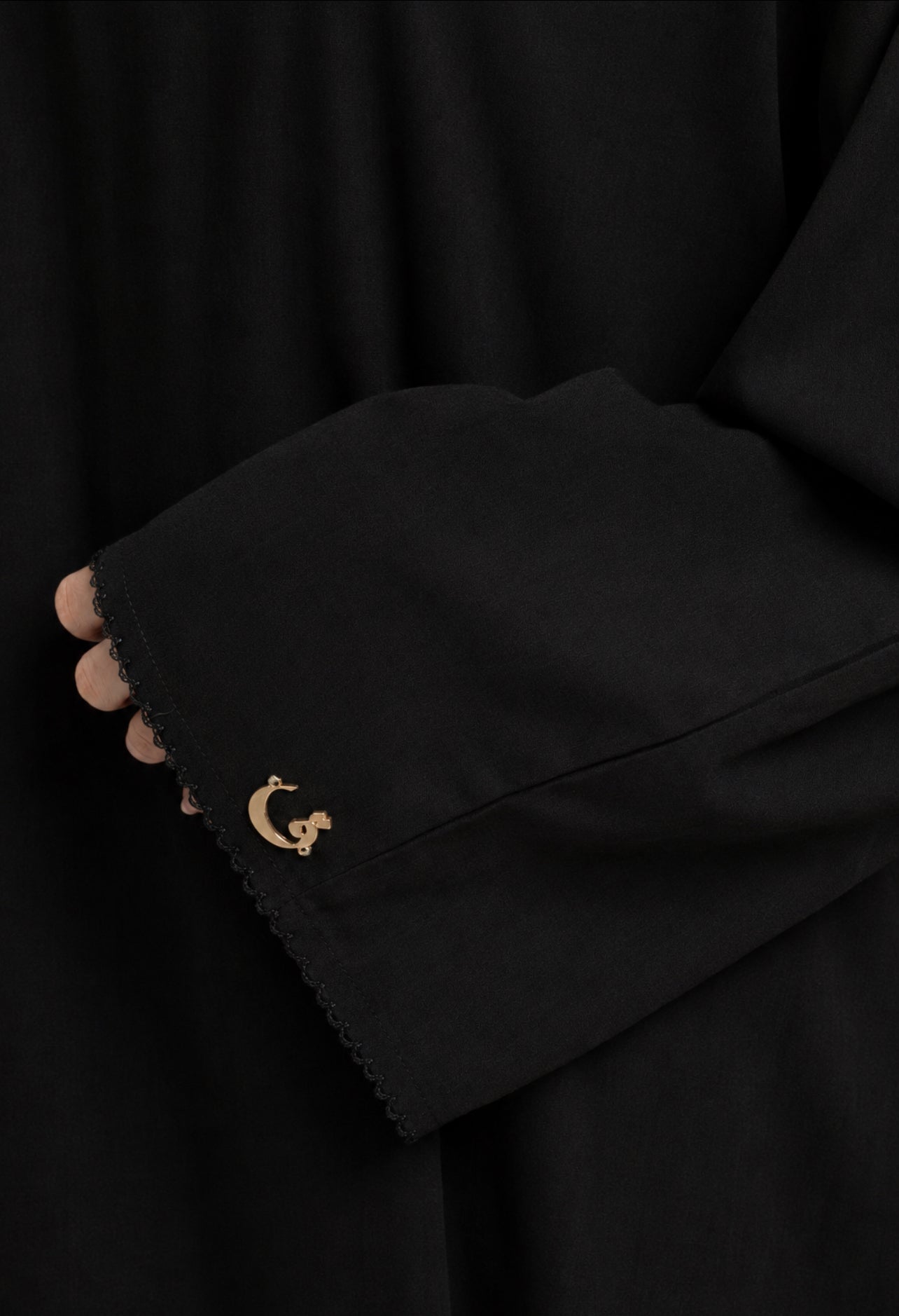 Black lace trim abaya