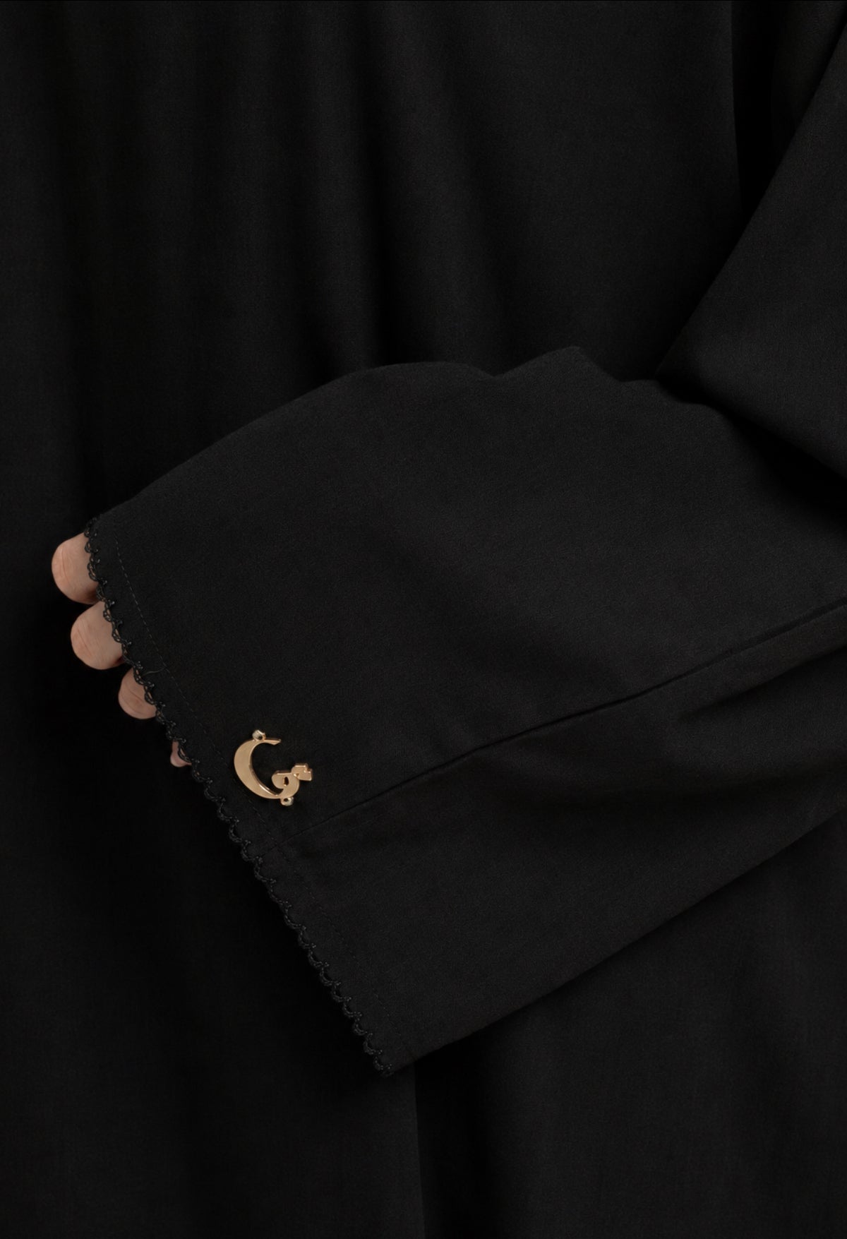Black lace trim abaya