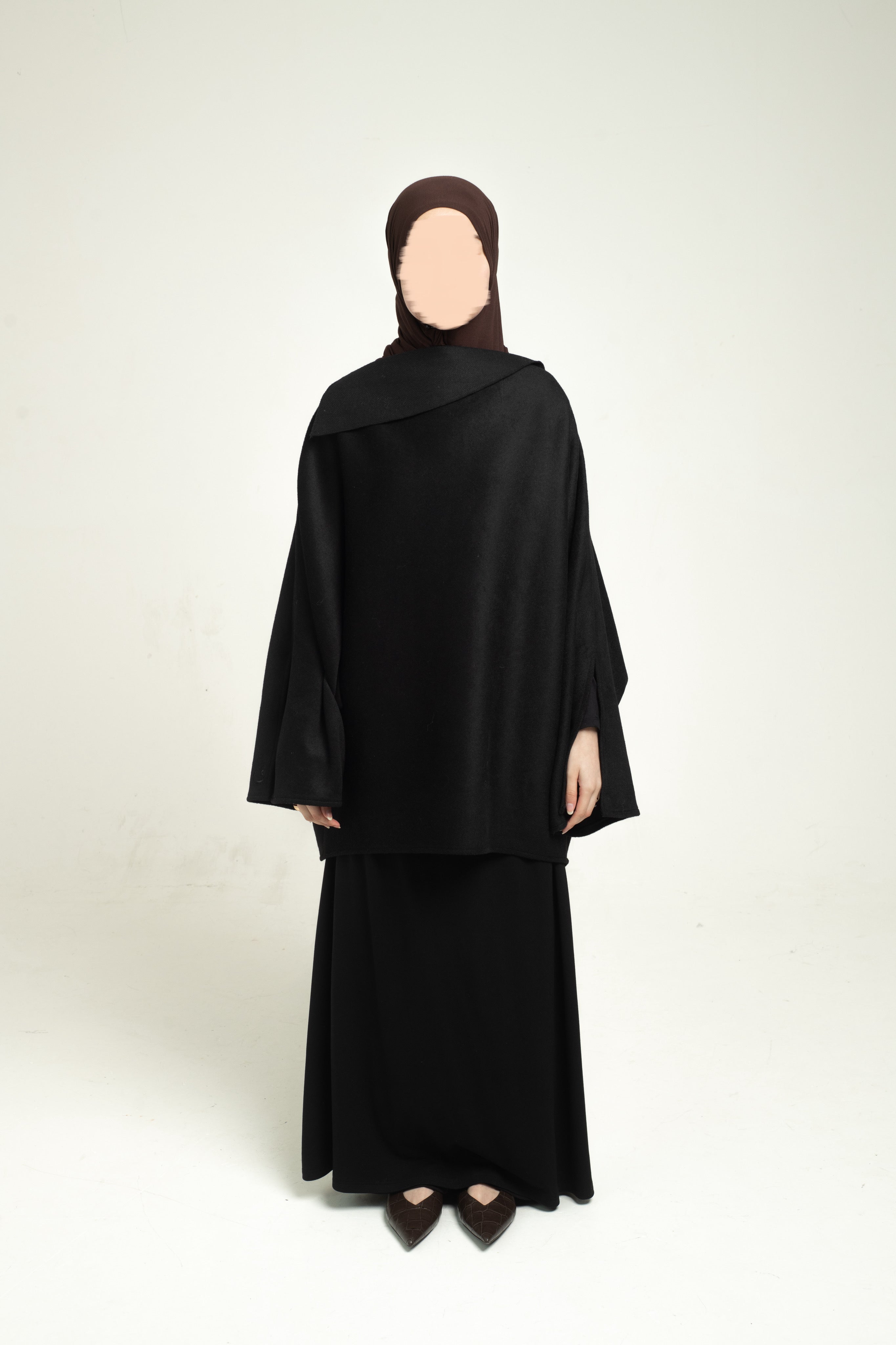 Slit Sleeve Cape - Black