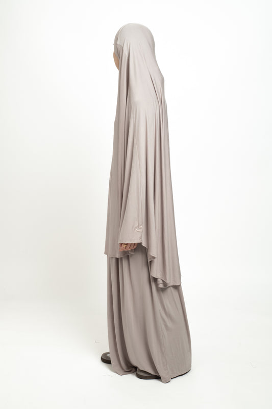 Stone Bamboo Jersey khimar Set