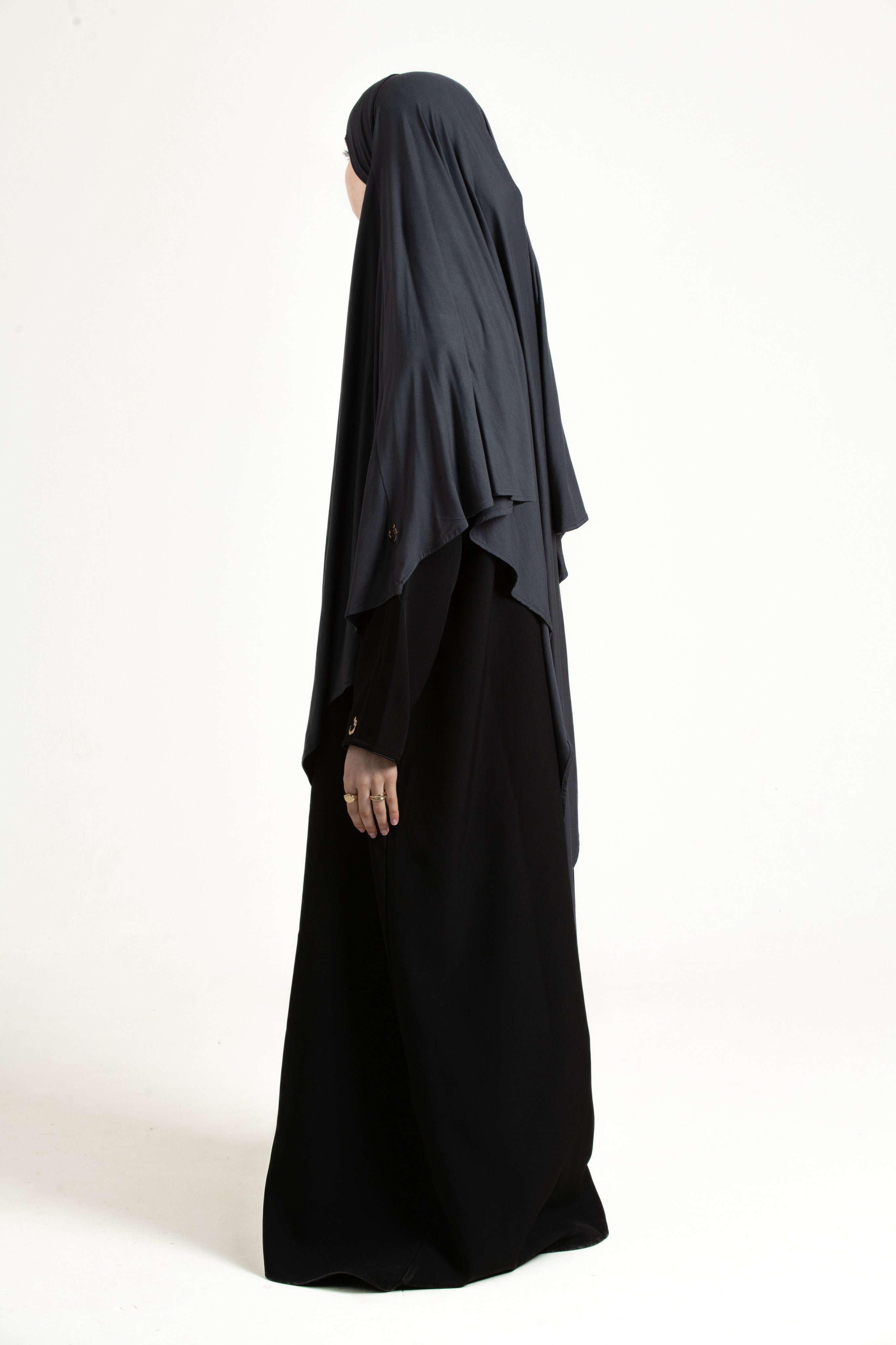 Navy Grey Regular Khimar