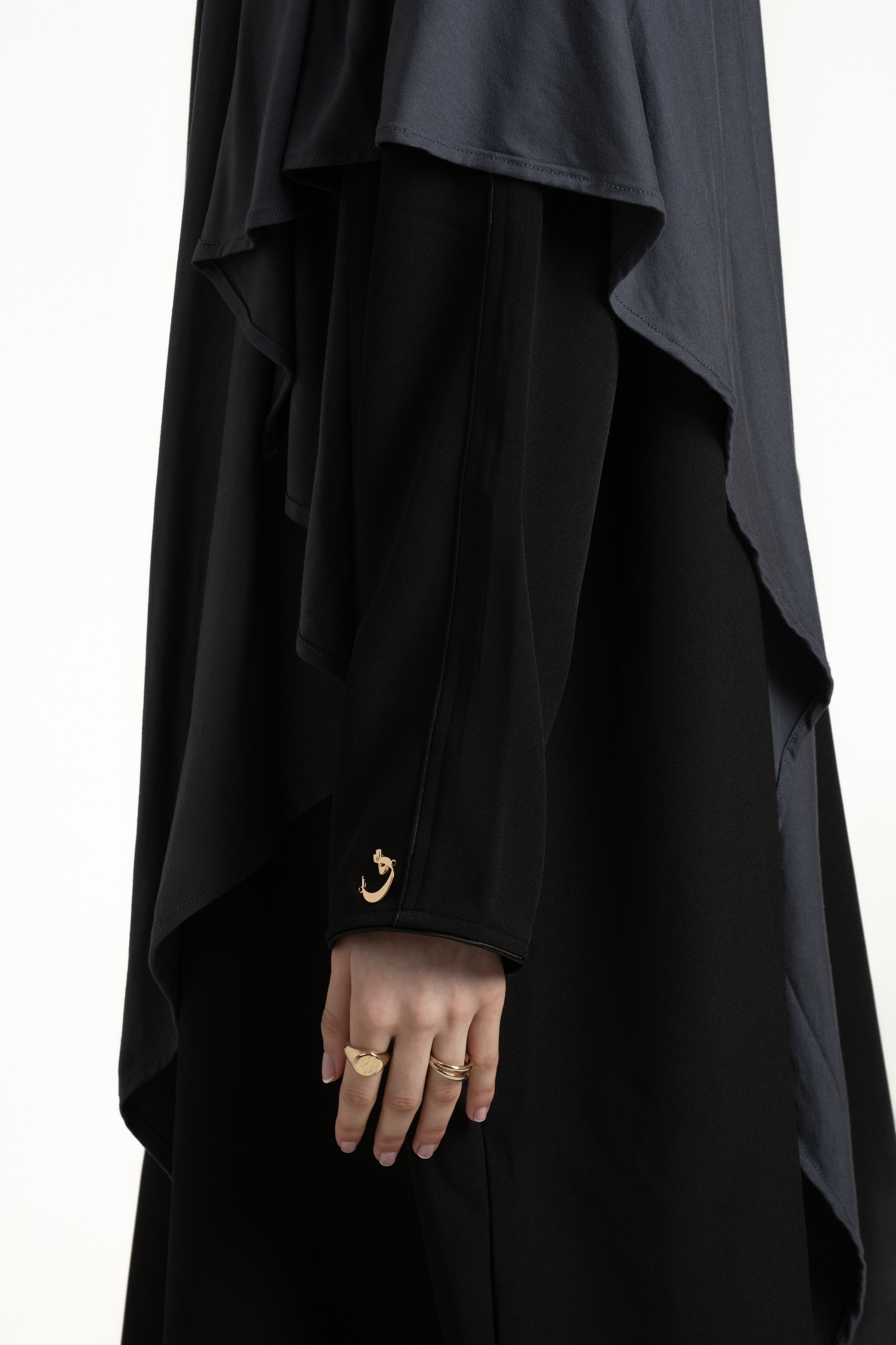 Navy Grey Regular Khimar