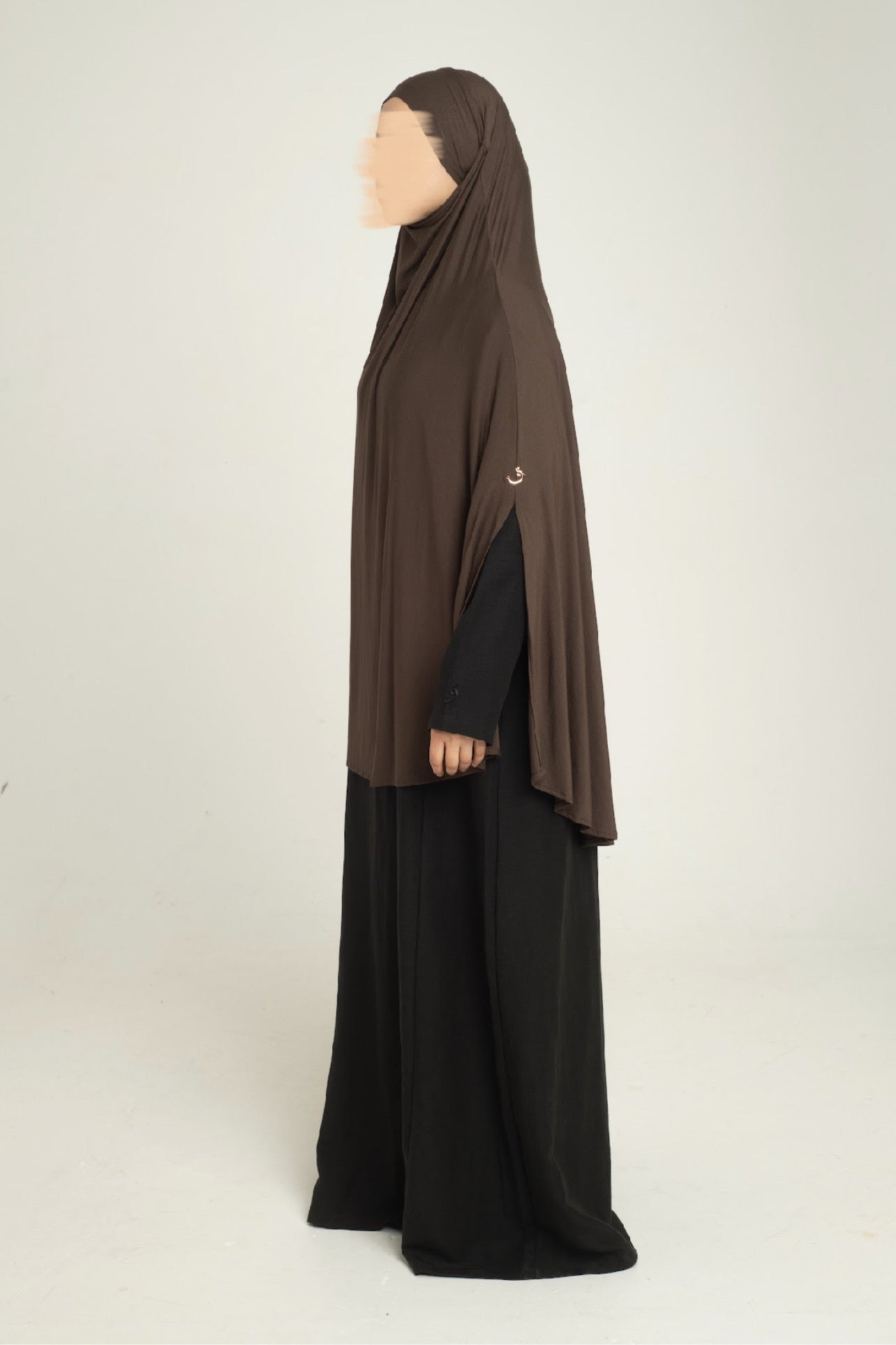 Khaki brown slit sleeve Khimar