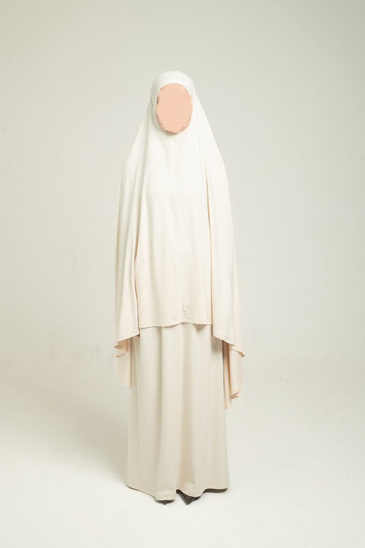 Knit Khimar Set - Beige