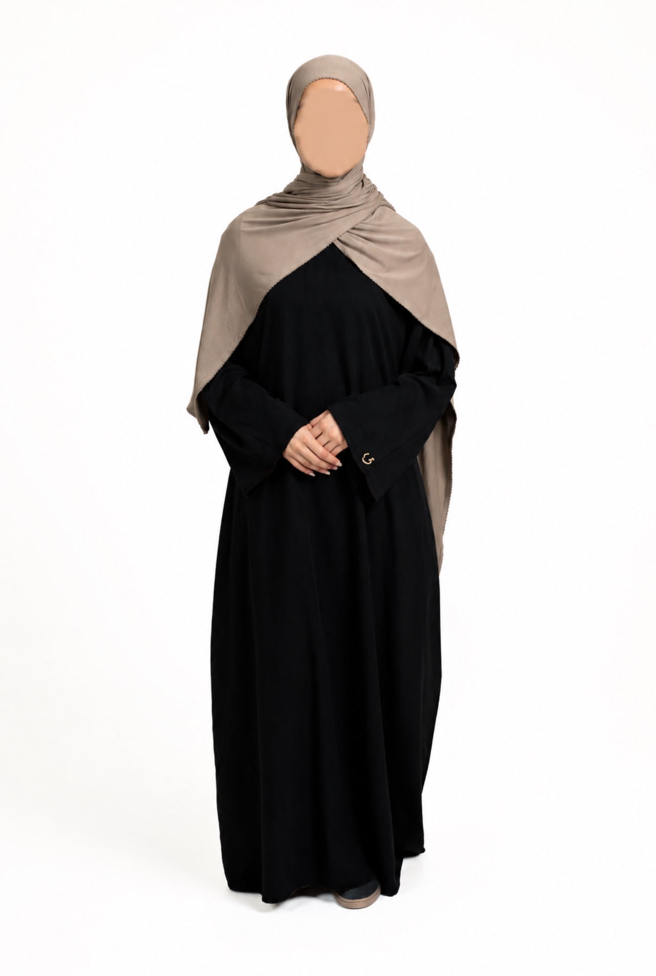 Black lace trim abaya