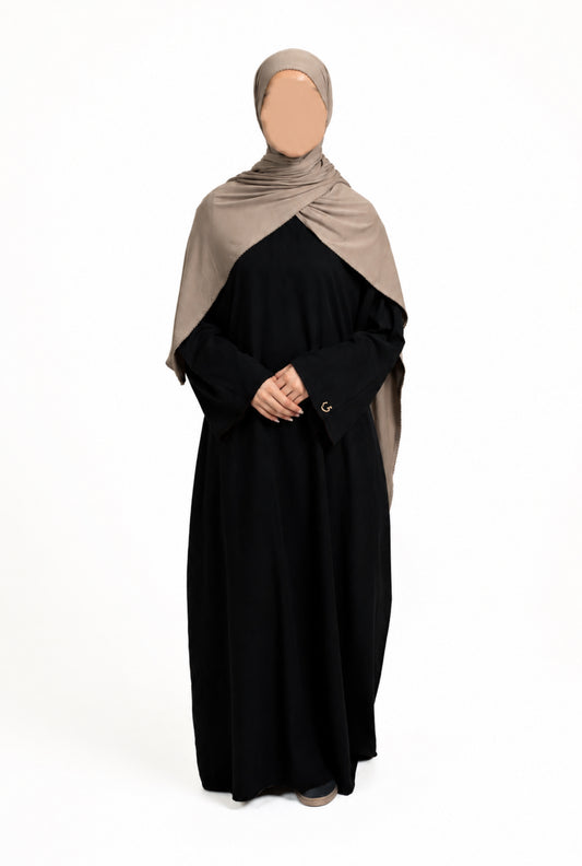 Black lace trim abaya