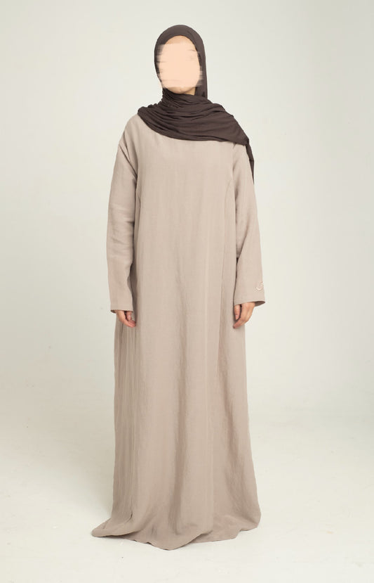 Oatmeal abaya - Straight sleeve