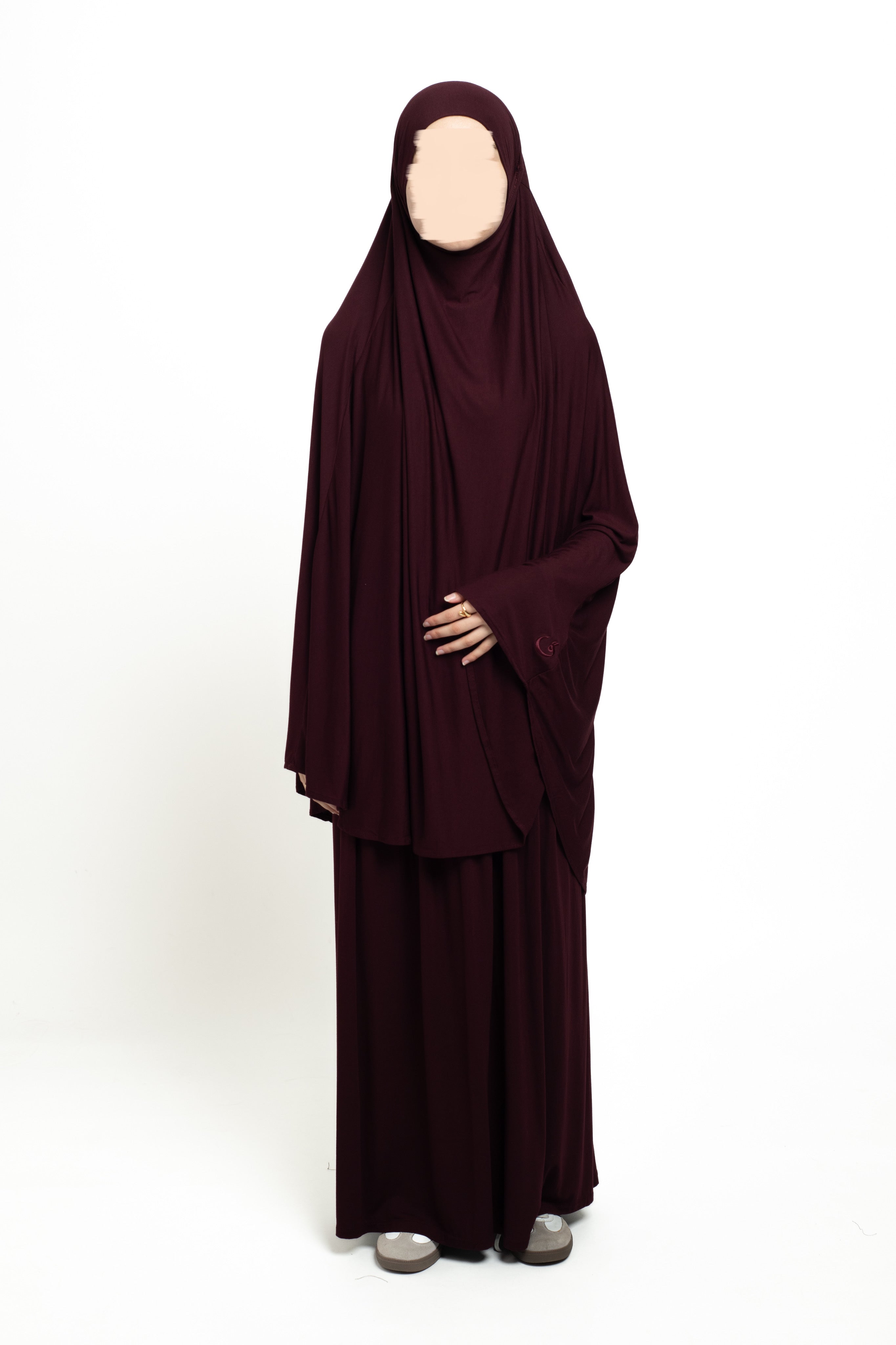 Burgundy bamboo Khimar Set