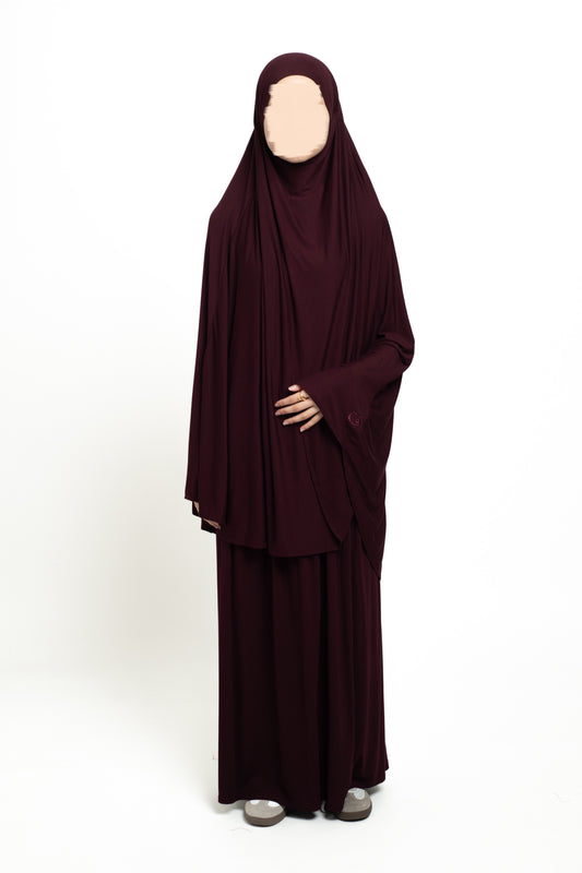 Burgundy bamboo Khimar Set