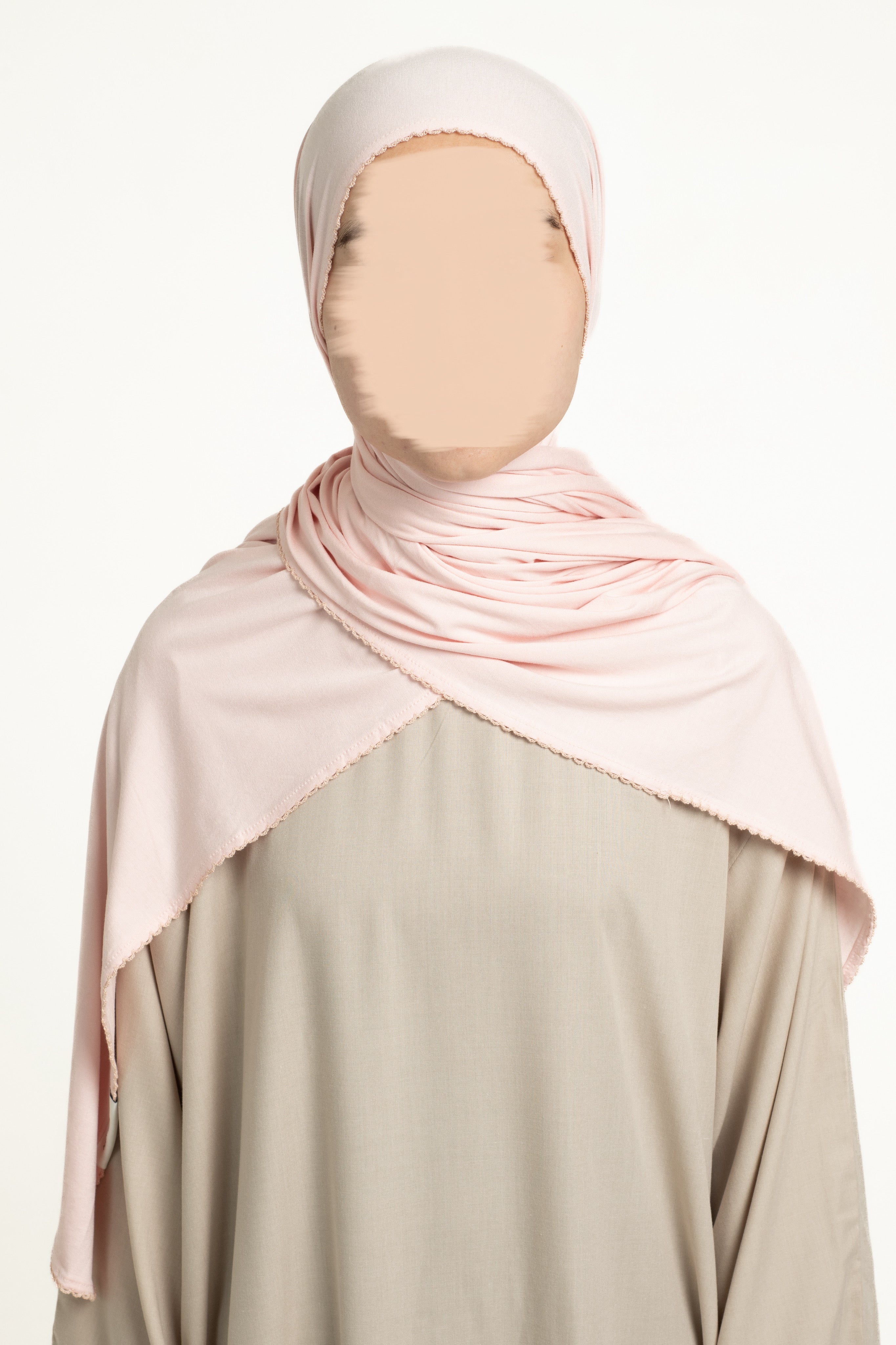 Soft blush lace trim hijab