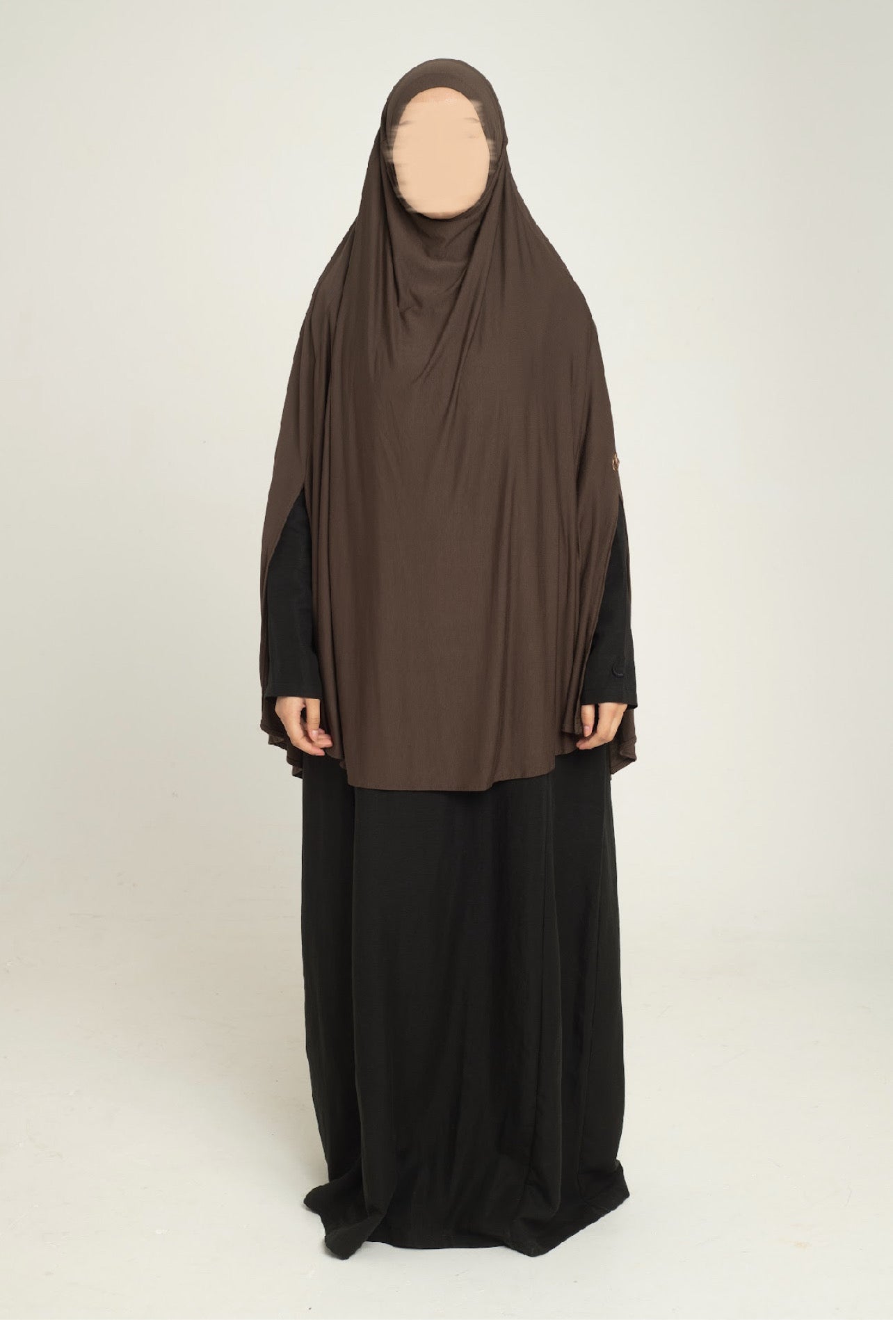Khaki brown slit sleeve Khimar