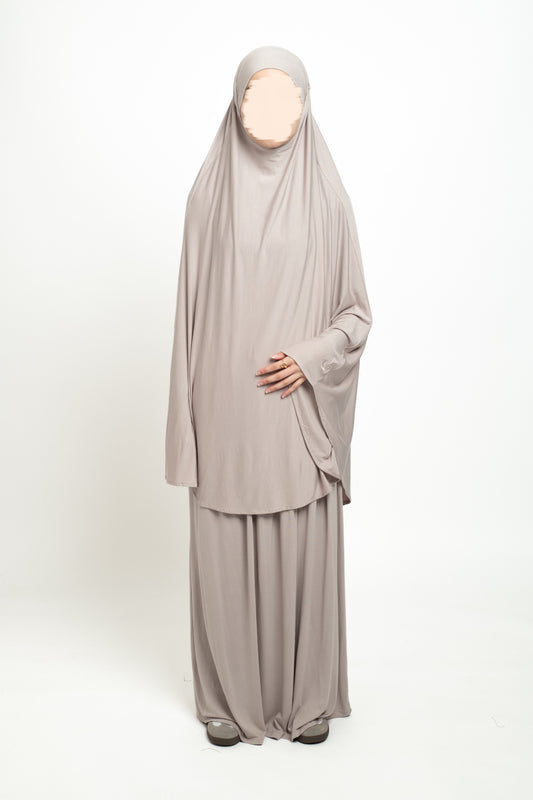 Stone Bamboo Jersey khimar Set