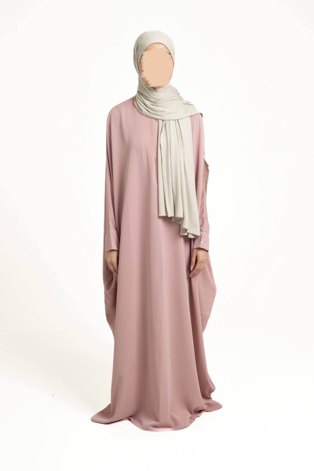 Soft pink batwing abaya