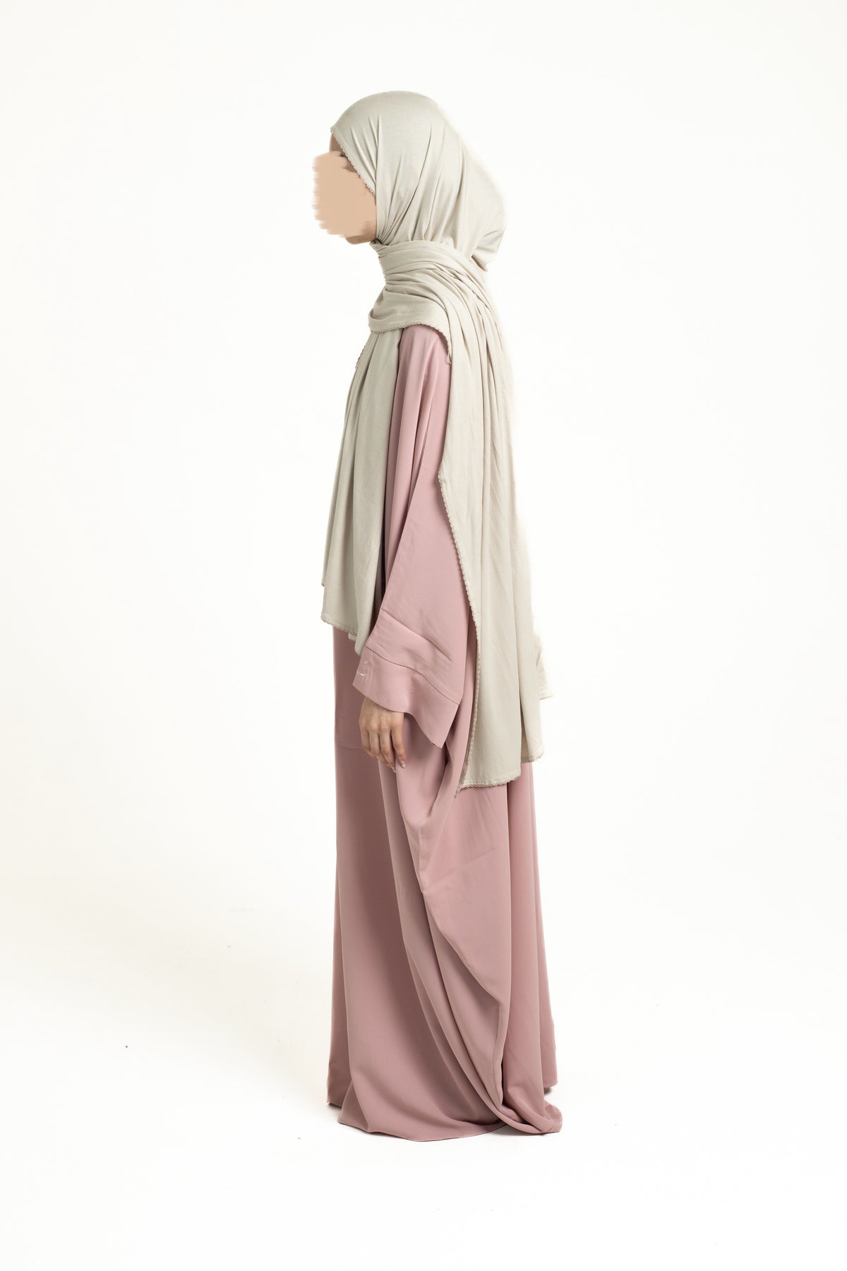 Soft pink batwing abaya