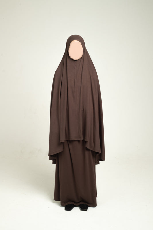 Knit Khimar Set - Chocolate
