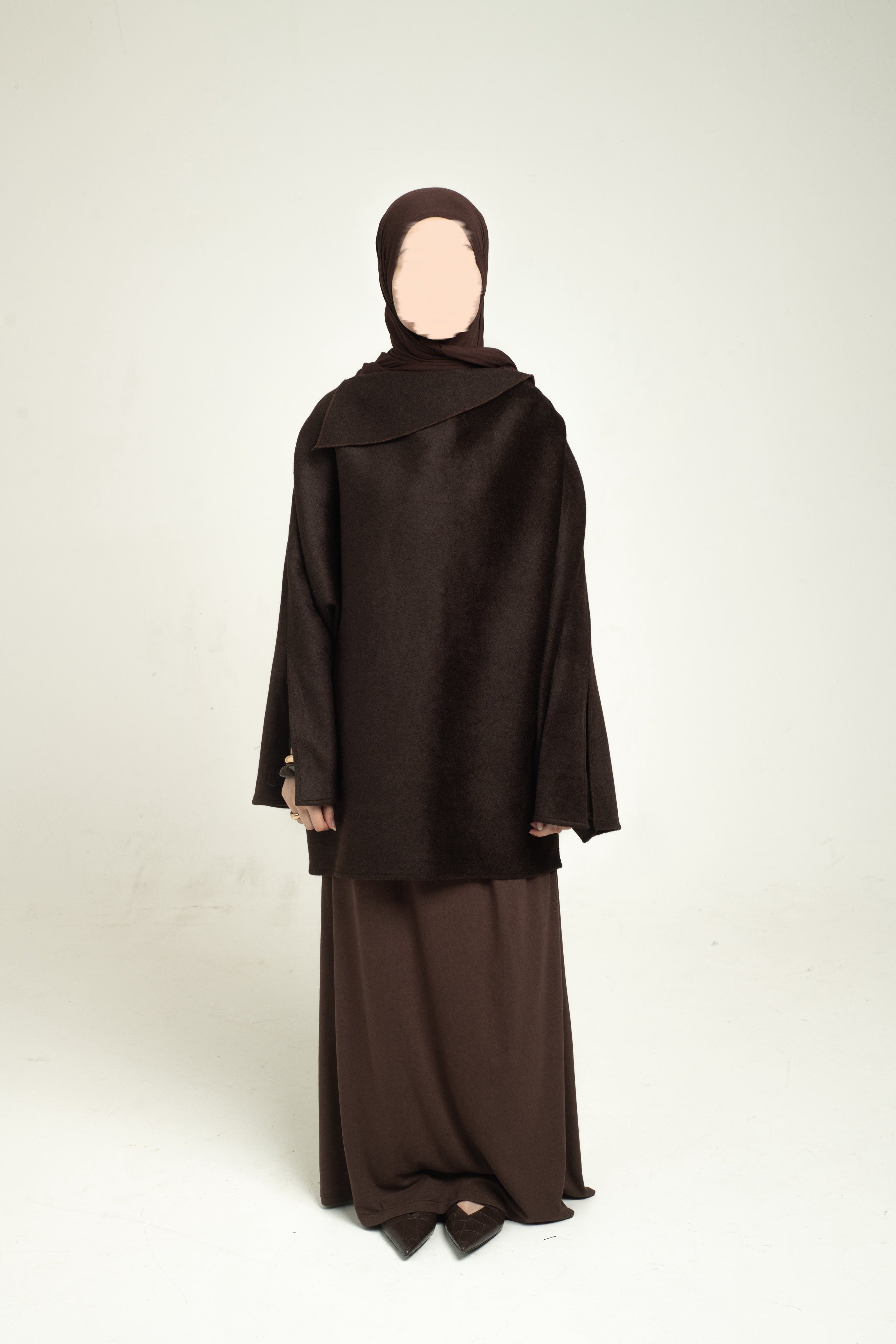 Slit Sleeve Cape - Chocolate