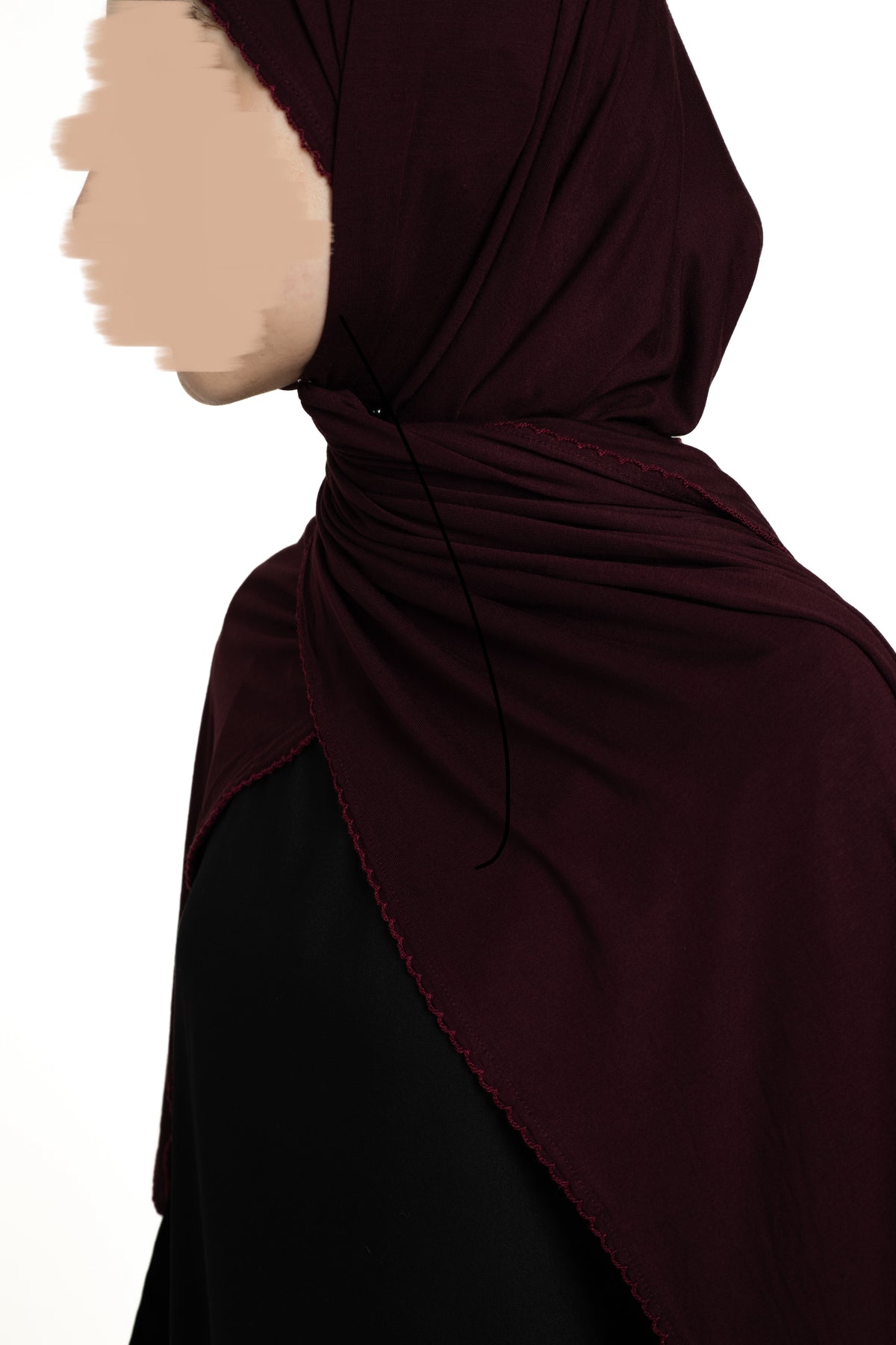 Burgundy lace trim hijab