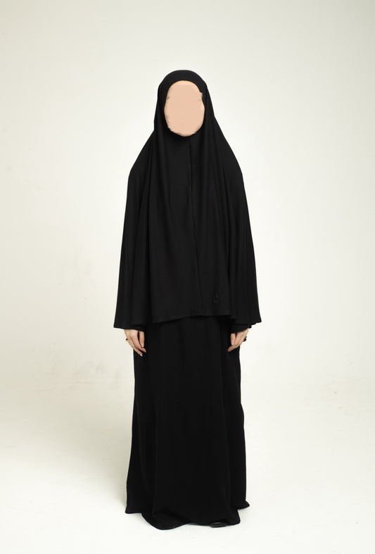 Knit Short Khimar - Black