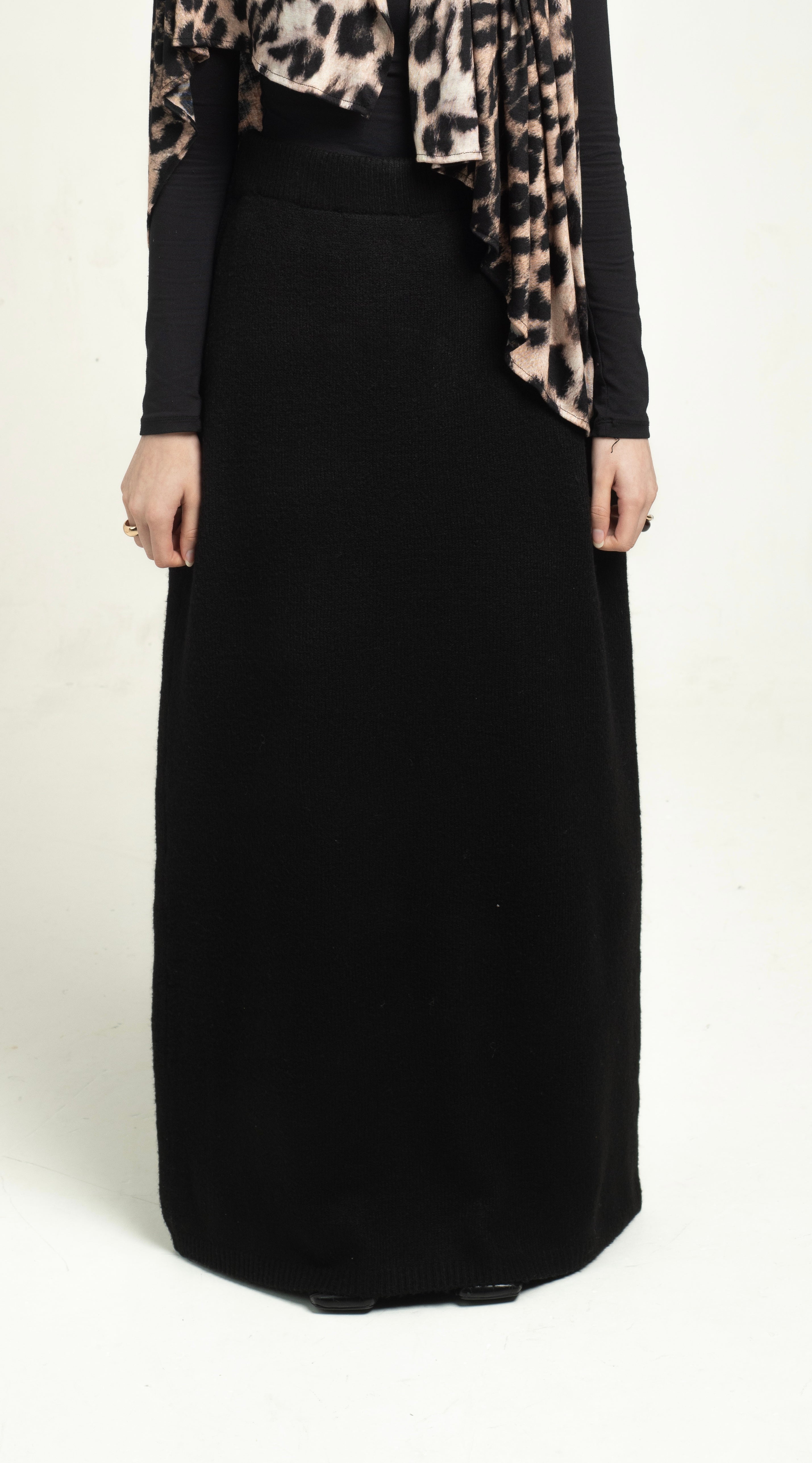 Brushed knit Skirt - Black