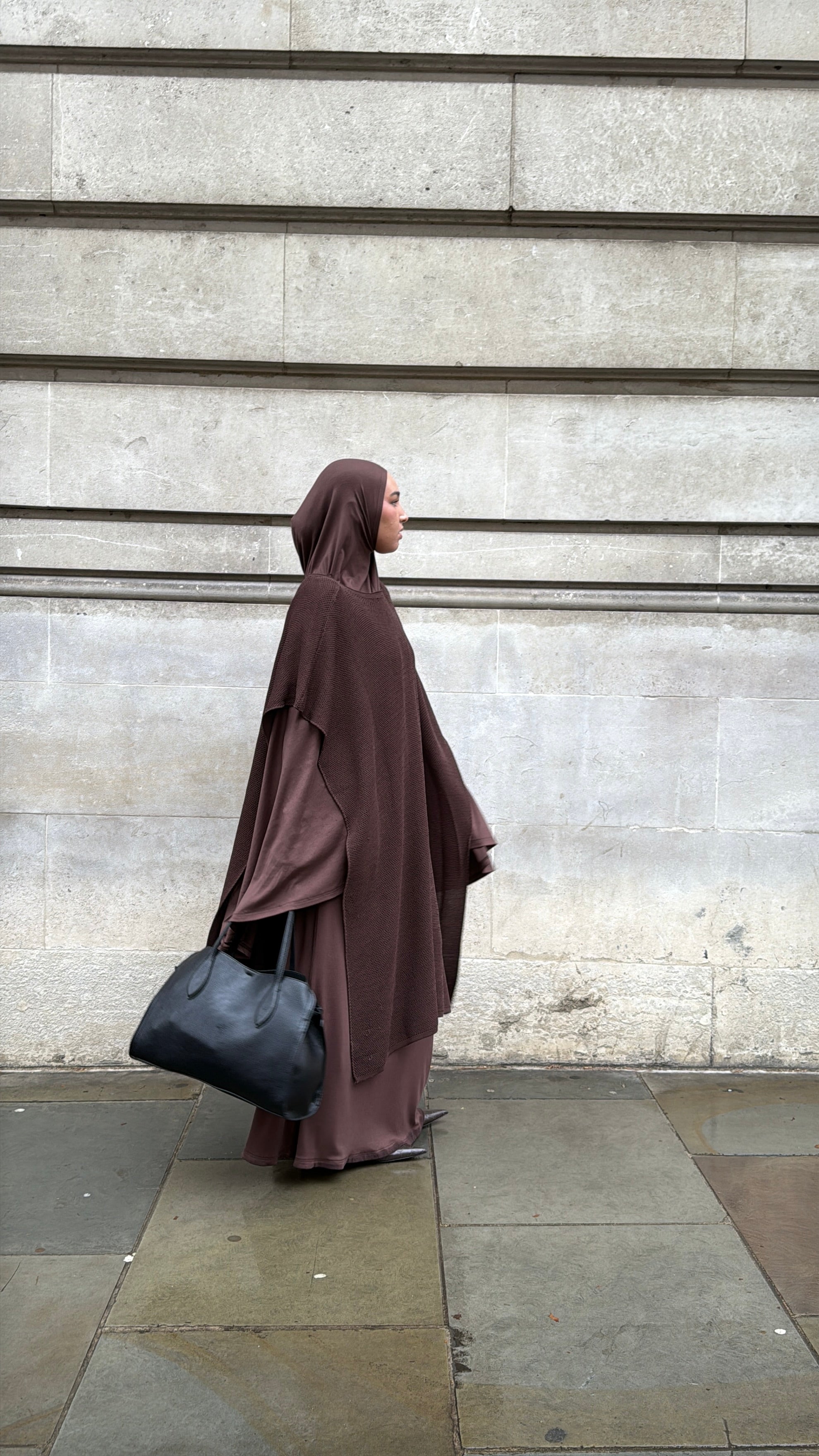 Long Knitted Cape - Chocolate