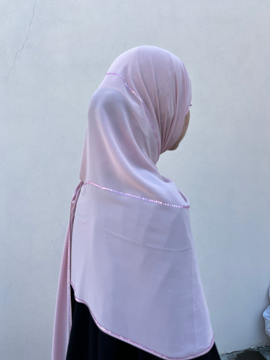 Pastel Mink Chiffon Rhinestone Hijabs