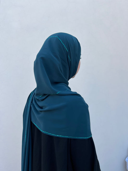 Forest Green Rhinestone Hijabs