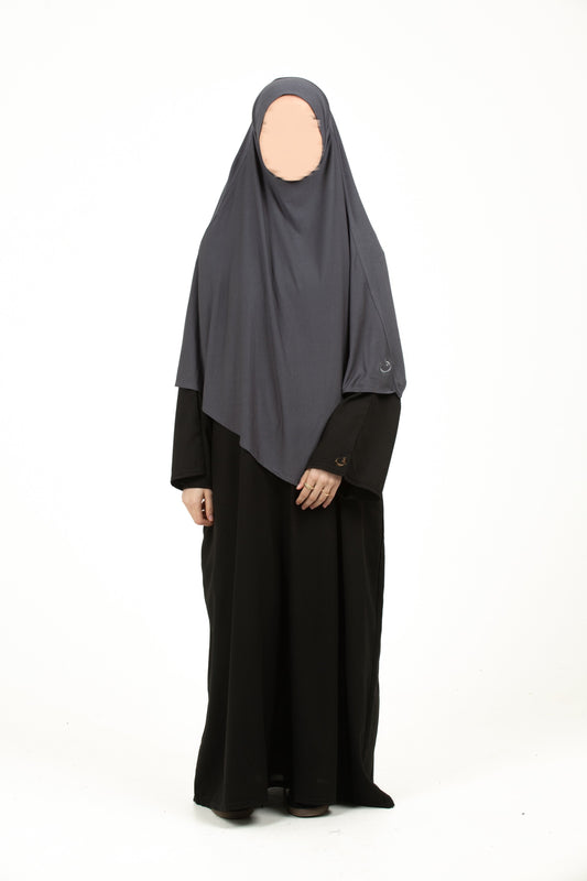 Navy-Grey Short Diamond Khimar