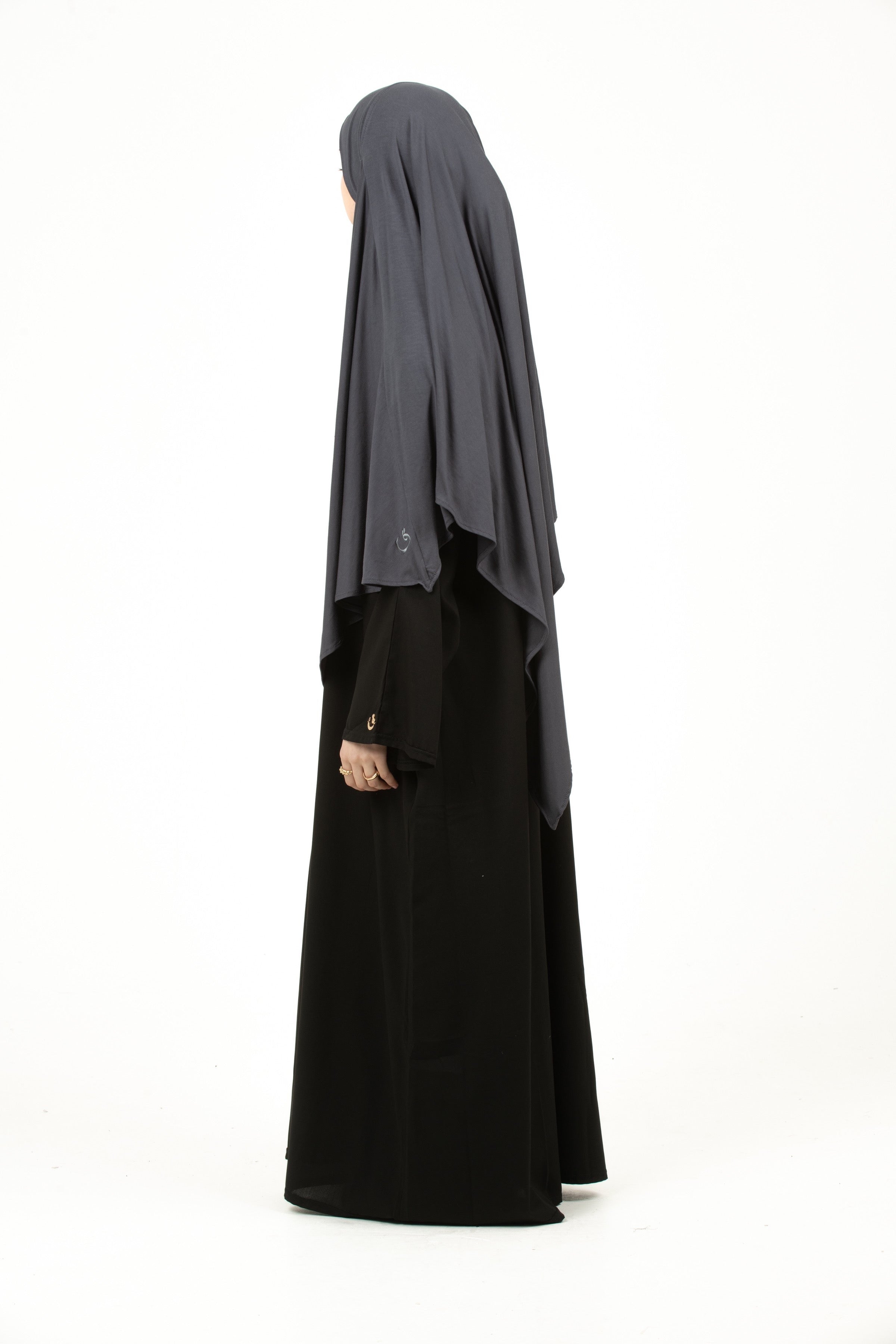 Navy-Grey Short Diamond Khimar