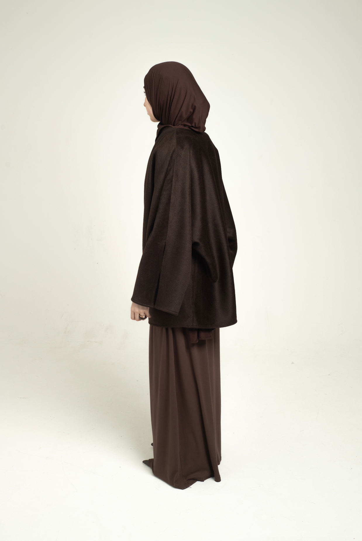 Slit Sleeve Cape - Chocolate