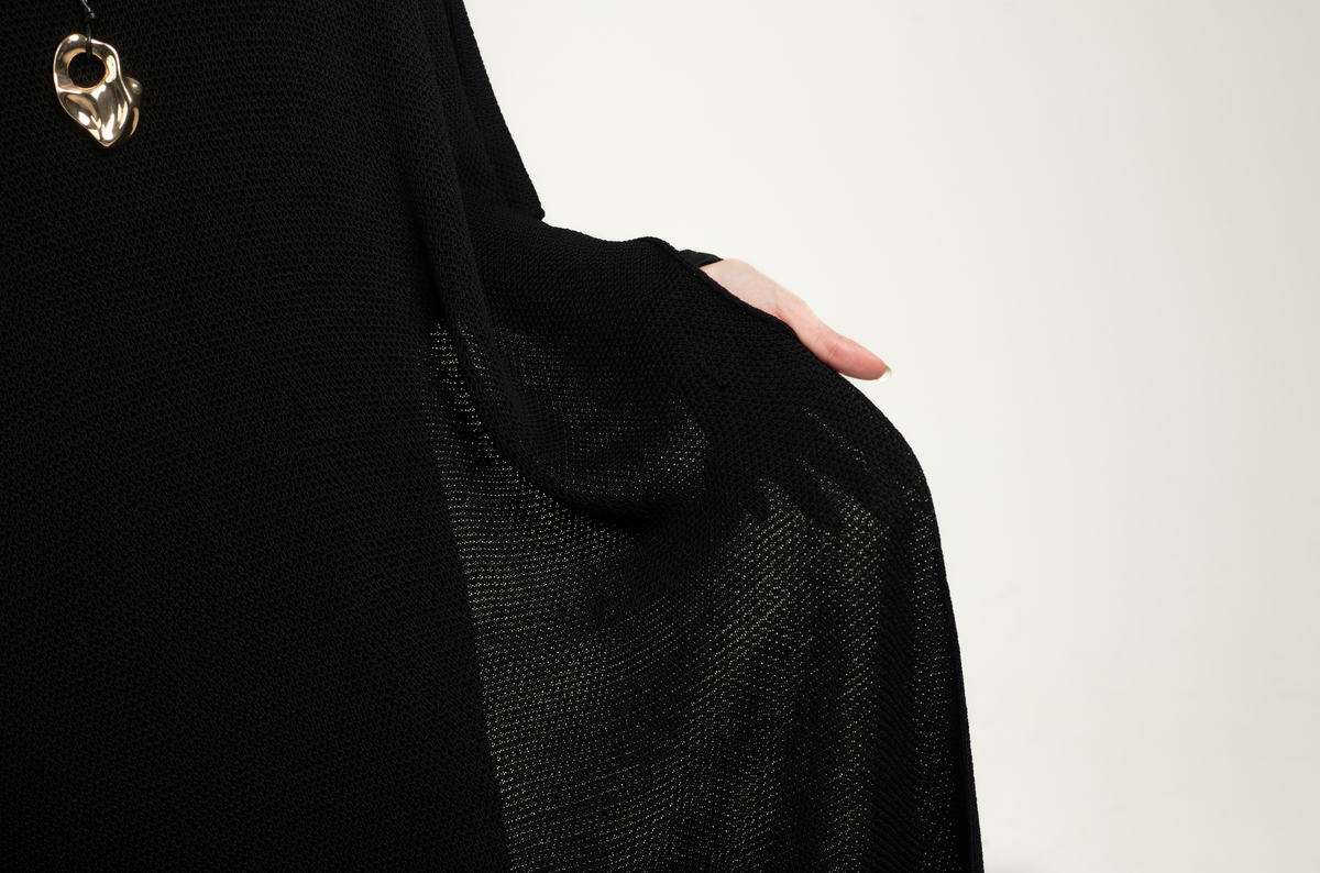Long Knitted Cape - Black