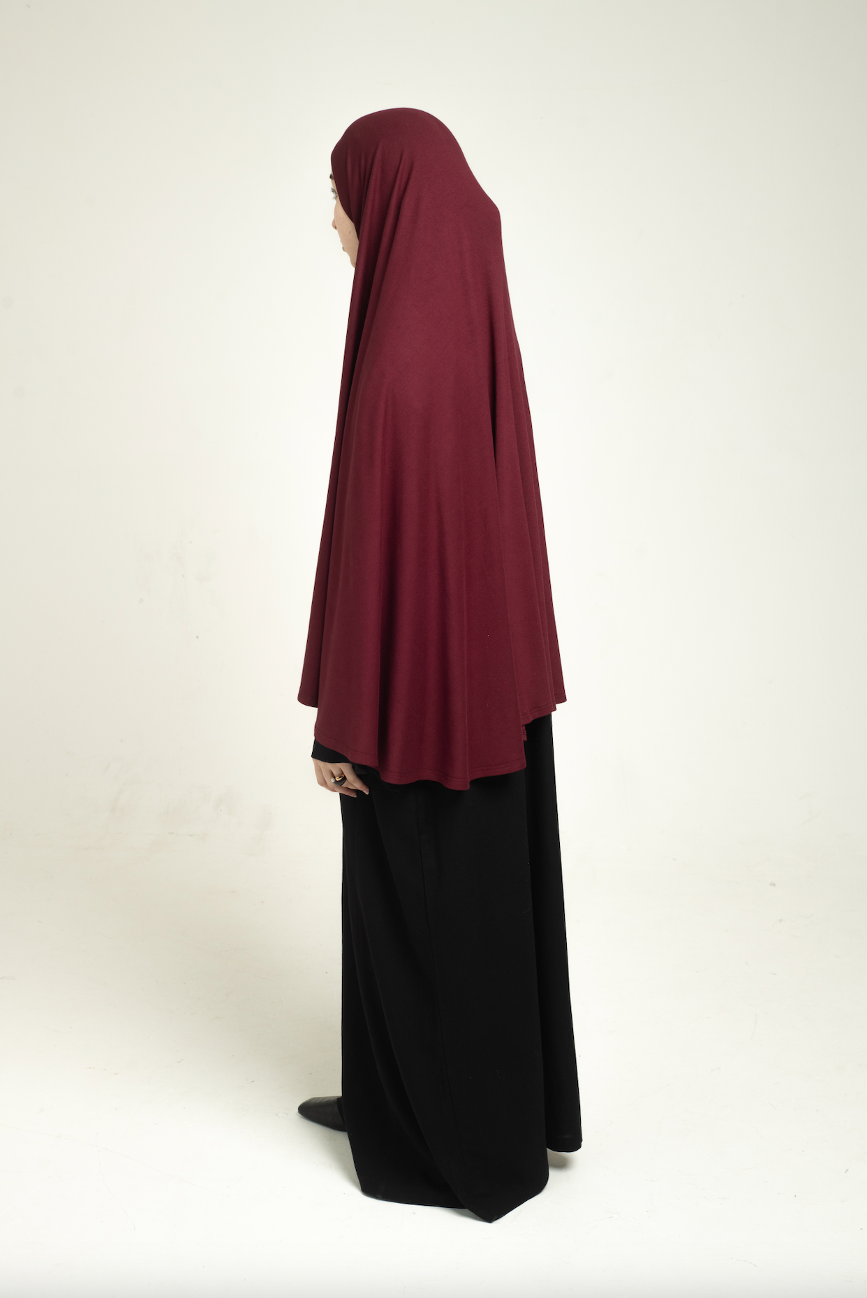 Knit Short Khimar - Burgundy