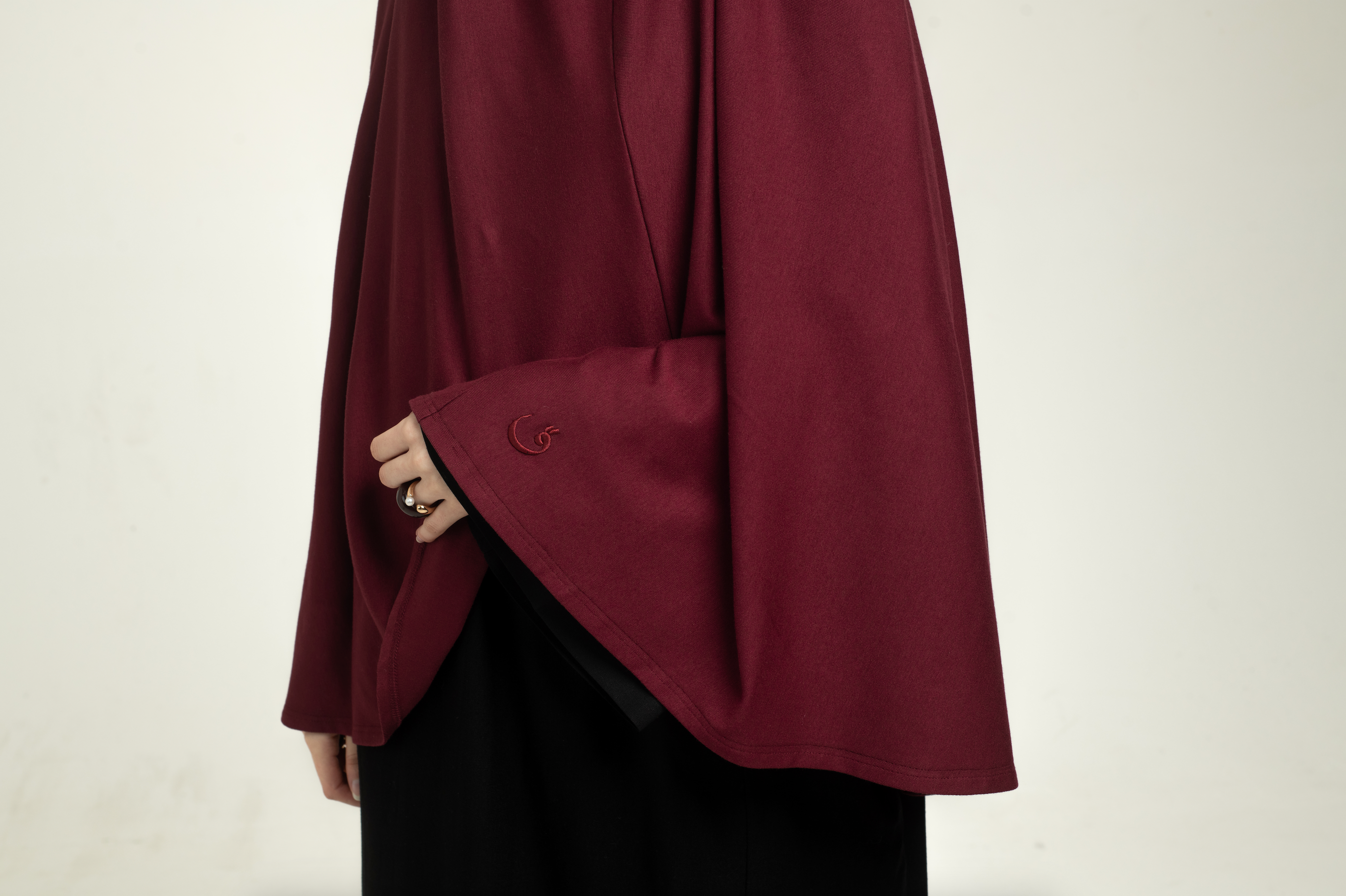 Knit Short Khimar - Burgundy