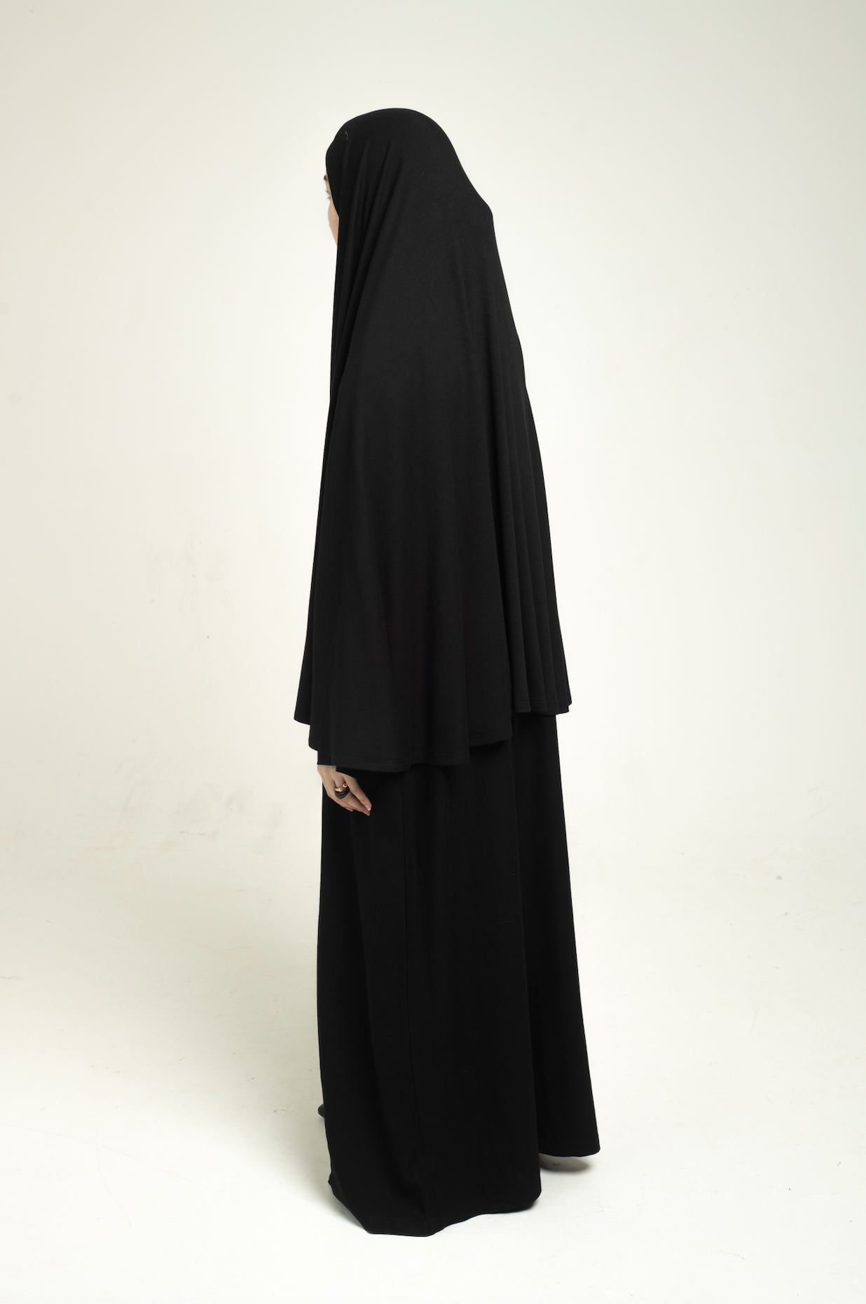 Knit Short Khimar - Black