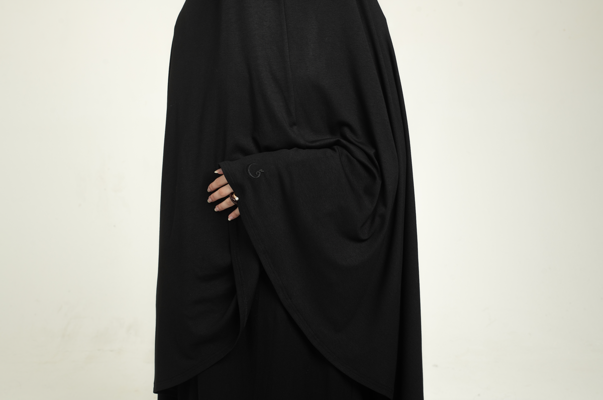 Knit Short Khimar - Black