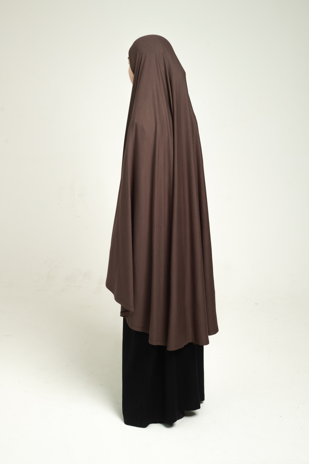 Knit Long Khimar - Chocolate