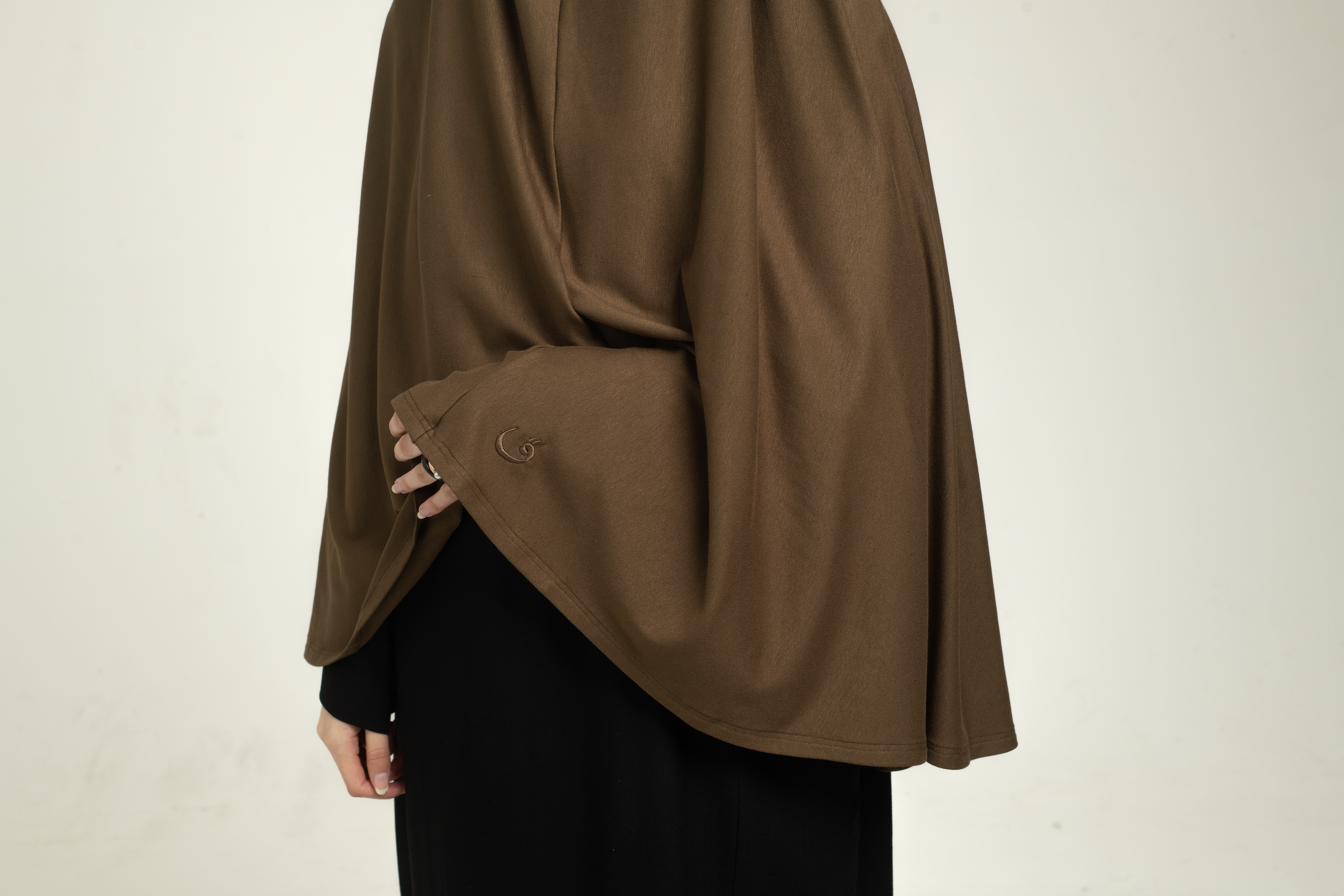 Knit Long Khimar - Chocolate
